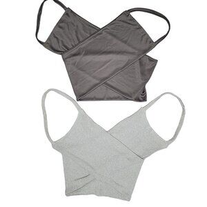 Women's Stretchy wrap Tube Tops 2-Pack Gray & Silver Glitter One Size Fits Most